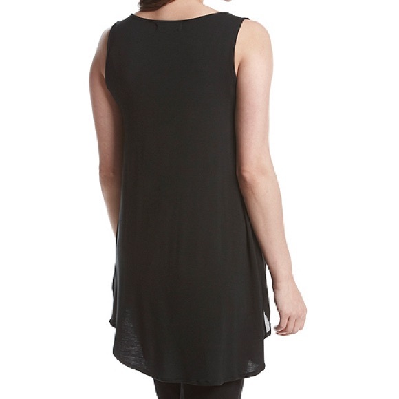 (Sizes M, L) Black Bar Neck Hi-Lo Sleeveless Top - Picture 2 of 4